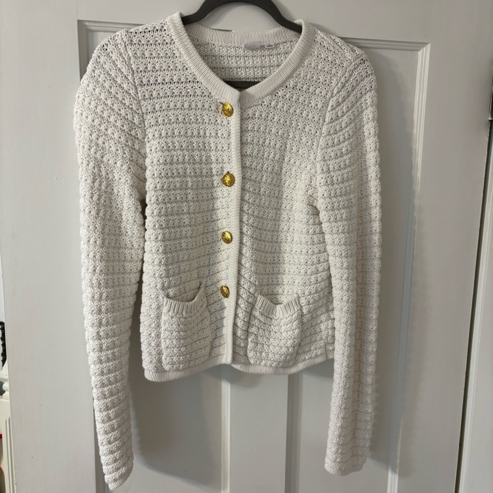 GAP White Cardigan with Gold Buttons